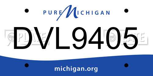 DVL9405 Michigan License Plate