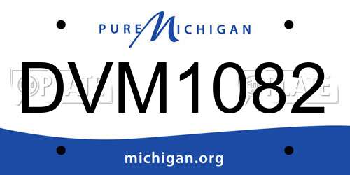 DVM1082 Michigan License Plate