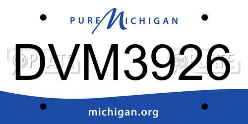 DVM3926 Michigan License Plate