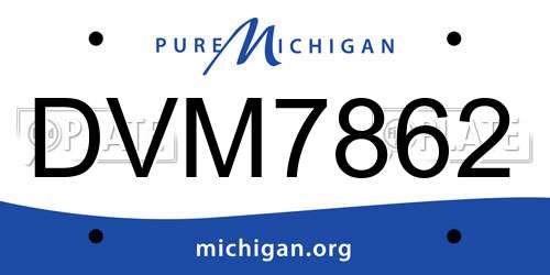 DVM7862 Michigan License Plate