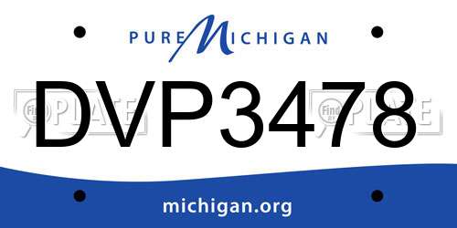 DVP3478 Michigan License Plate