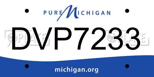 DVP7233 Michigan License Plate