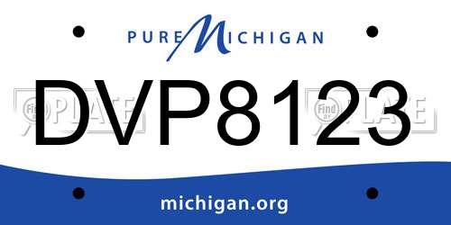 DVP8123 Michigan License Plate