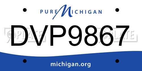 DVP9867 Michigan License Plate
