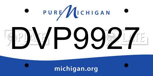 DVP9927 Michigan License Plate