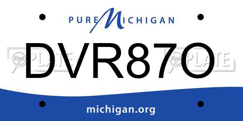 DVR87O Michigan License Plate