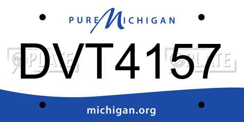 DVT4157 Michigan License Plate