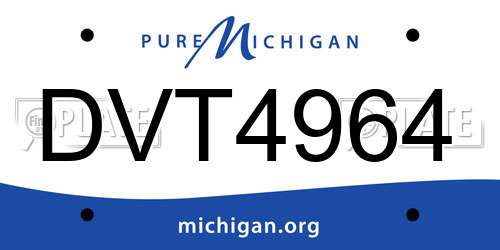 DVT4964 Michigan License Plate