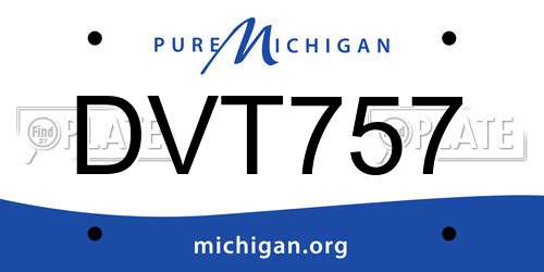 DVT757 Michigan License Plate
