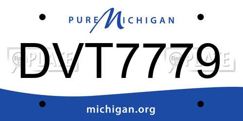 DVT7779 Michigan License Plate