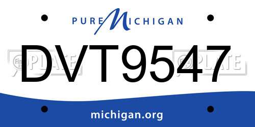 DVT9547 Michigan License Plate