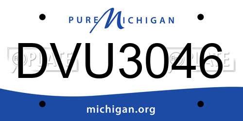 DVU3046 Michigan License Plate