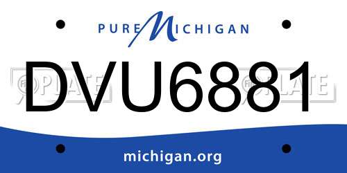 DVU6881 Michigan License Plate