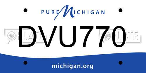 DVU770 Michigan License Plate