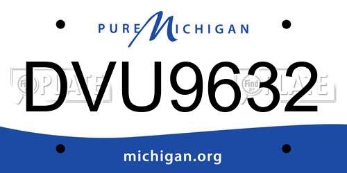 DVU9632 Michigan License Plate