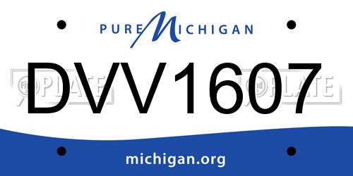 DVV1607 Michigan License Plate