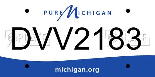 DVV2183 Michigan License Plate