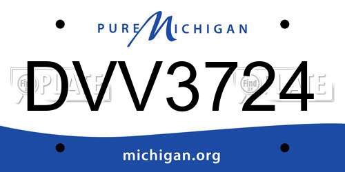 DVV3724 Michigan License Plate
