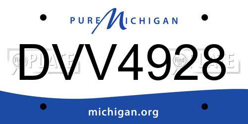 DVV4928 Michigan License Plate