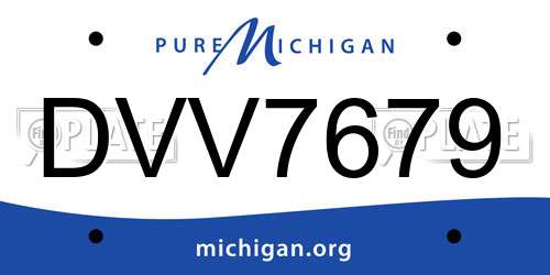DVV7679 Michigan License Plate
