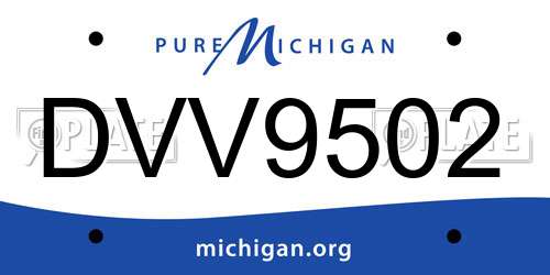 DVV9502 Michigan License Plate