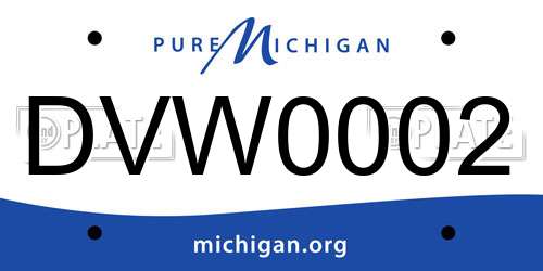 DVW0002 Michigan License Plate
