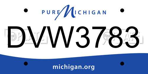 DVW3783 Michigan License Plate