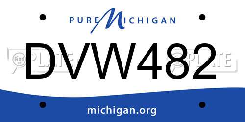 DVW482 Michigan License Plate