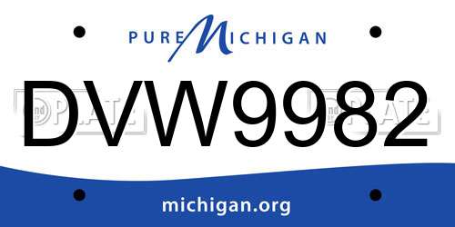 DVW9982 Michigan License Plate