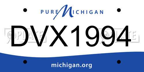 DVX1994 Michigan License Plate
