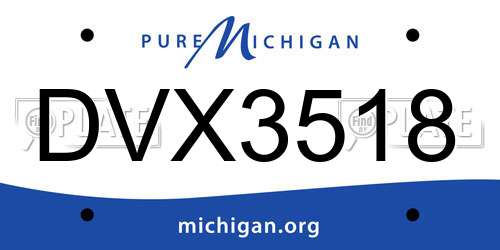 DVX3518 Michigan License Plate