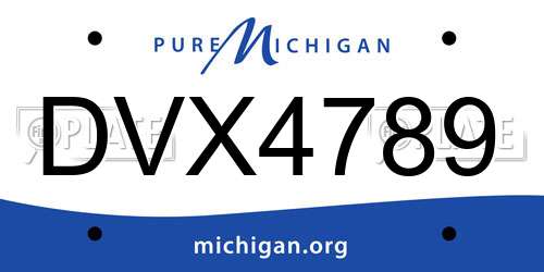 DVX4789 Michigan License Plate