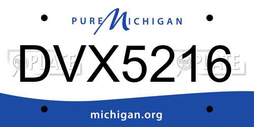 DVX5216 Michigan License Plate
