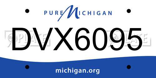DVX6095 Michigan License Plate