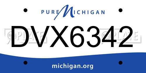 DVX6342 Michigan License Plate