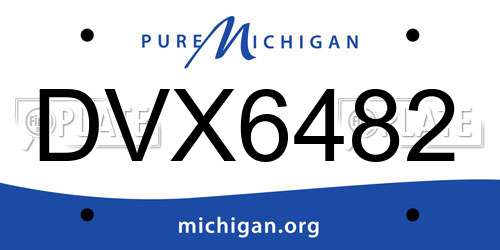 DVX6482 Michigan License Plate