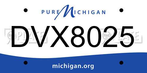 DVX8025 Michigan License Plate