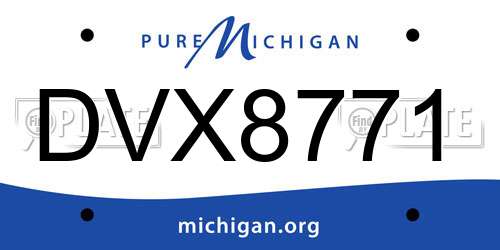 DVX8771 Michigan License Plate