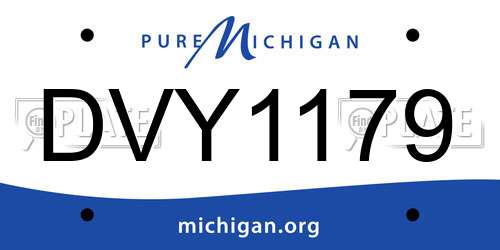 DVY1179 Michigan License Plate