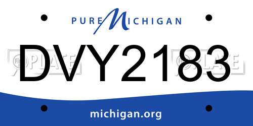 DVY2183 Michigan License Plate