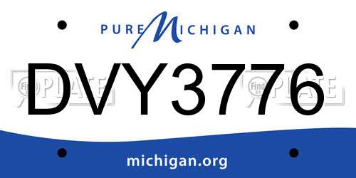 DVY3776 Michigan License Plate