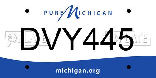DVY445 Michigan License Plate