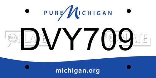 DVY709 Michigan License Plate