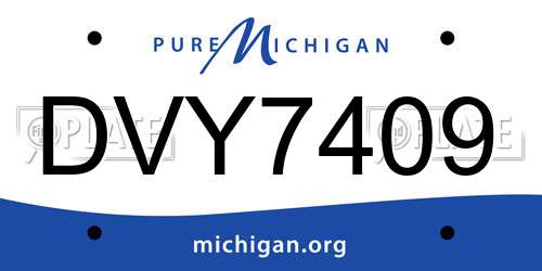 DVY7409 Michigan License Plate