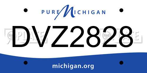 DVZ2828 Michigan License Plate