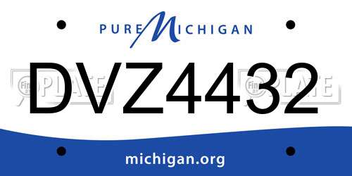 DVZ4432 Michigan License Plate