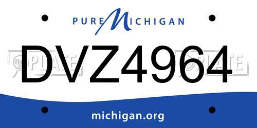 DVZ4964 Michigan License Plate