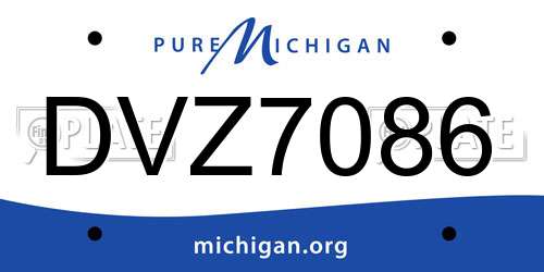 DVZ7086 Michigan License Plate