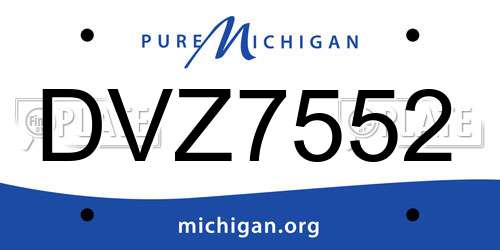 DVZ7552 Michigan License Plate