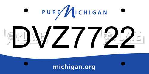 DVZ7722 Michigan License Plate